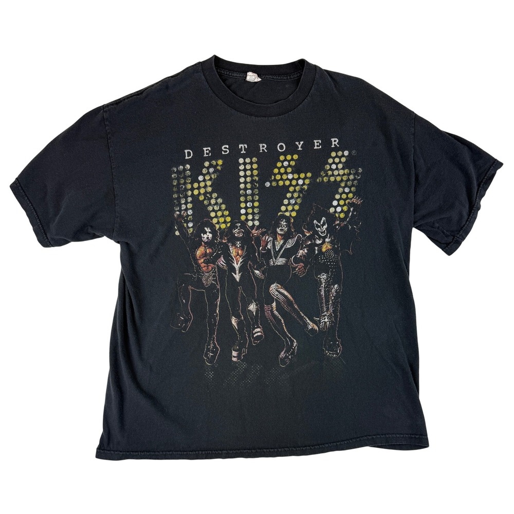 KISS Destroyer T-Shirt Mens XL Black Vintage Style Graphic Band Tee Alstyle
